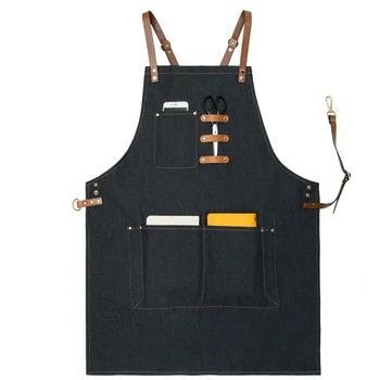 Denim Kitchen Cooking Apron with Adjustable Cotton Strap Large Pockets Blue Barista Men and Women Homewear
Denim Kitchen Cooking Apron with Adjustable Cotton Strap Large Pockets Blue Barista Men and Women Homewear