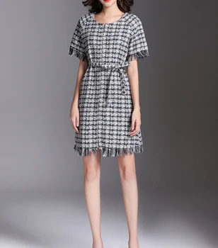 Hot Sale Women Gray Plaid Dress Fashion O-Neck Short Sleeve Tassel Dresses H8736
Hot Sale Women Gray Plaid Dress Fashion O-Neck Short Sleeve Tassel Dresses H8736