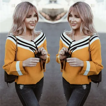Korean Fashion Women V Neck Spring Autumn Blouse Off Shoulder Long Sleeve Striped Loose Casual Blouse Tops Femme Clothes
Korean Fashion Women V Neck Spring Autumn Blouse Off Shoulder Long Sleeve Striped Loose Casual Blouse Tops Femme Clothes