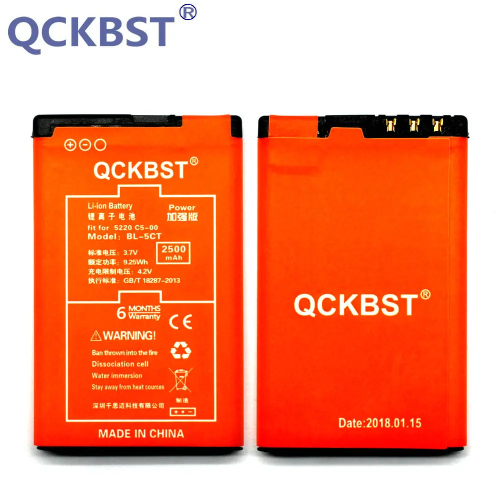 QCKBST BL-5CT 2500mAh Battery For 5220 5220XM 6730 C5 6330 6303i C5-00 C6-01 C3-01 6303C Phone + Tracking Code
QCKBST BL-5CT 2500mAh Battery For 5220 5220XM 6730 C5 6330 6303i C5-00 C6-01 C3-01 6303C Phone + Tracking Code
