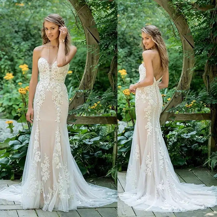 sexy fit and flare wedding dress