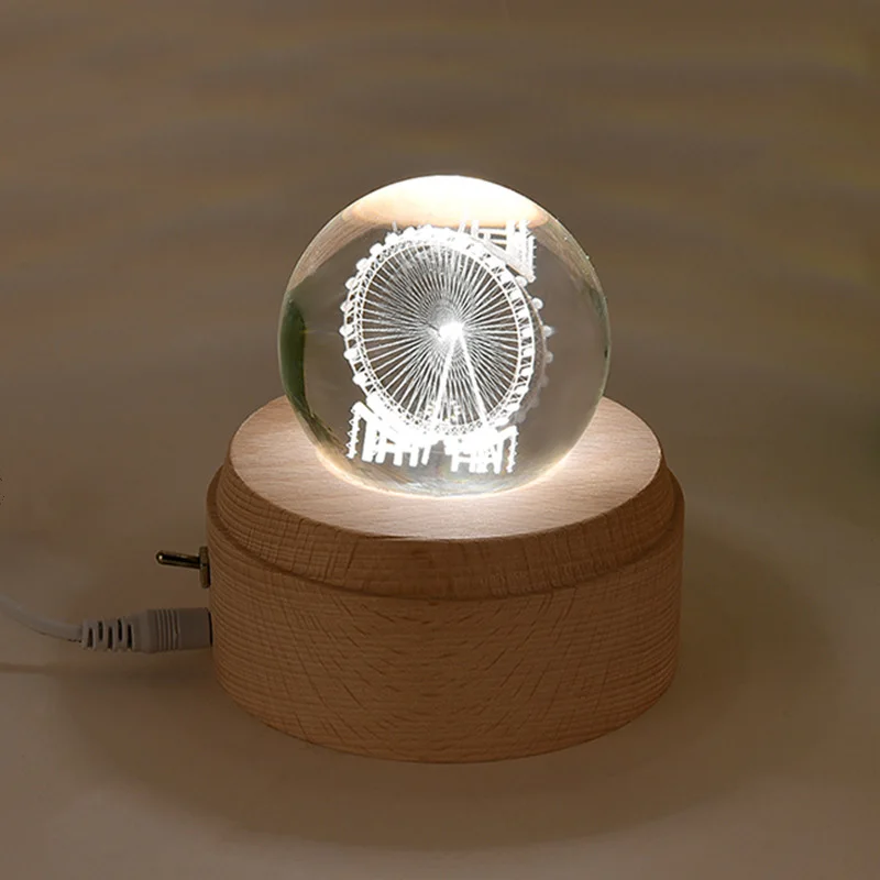 Moon Crystal Ball Wooden Luminous Night Lights (1)