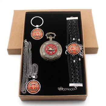 Classic United States Fire Fighters Control Gift Set Have Pocket Watch And Pendant Necklace And Key chain Bracelet With Gift Box
Classic United States Fire Fighters Control Gift Set Have Pocket Watch And Pendant Necklace And Key chain Bracelet With Gift Box