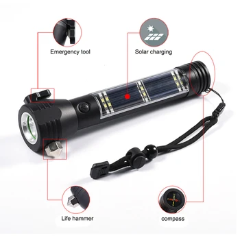 Multi-function USB Solar LED Flashlight Emergency Torch Lamp Rescue Alarm Strong Light Rechargeable Flashlight Repair Work Light
Multi-function USB Solar LED Flashlight Emergency Torch Lamp Rescue Alarm Strong Light Rechargeable Flashlight Repair Work Light