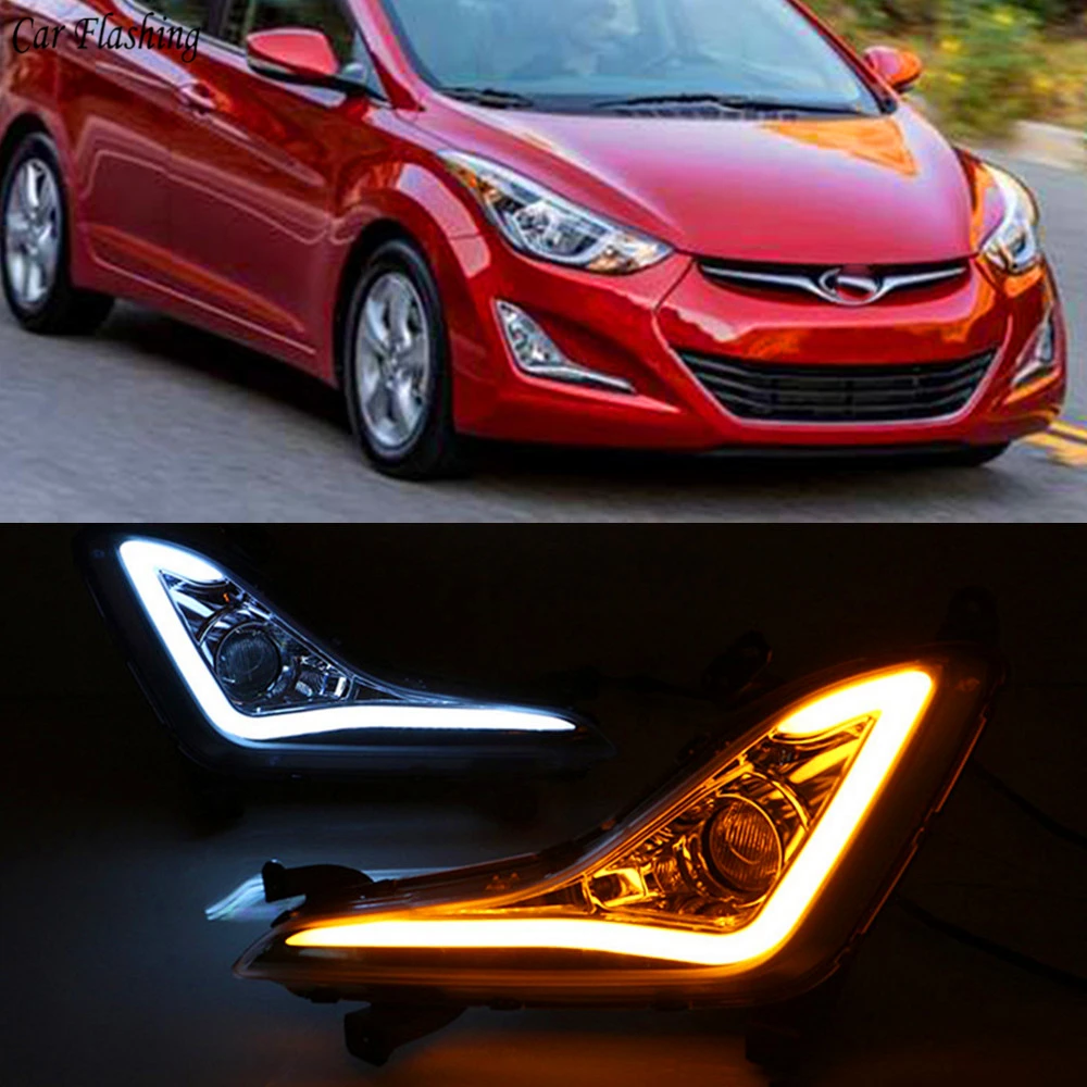 Car Flashing 1 Set LED DRL Daytime Running Lights 12V ABS Fog Lamp Cover With Turn Yellow Signal For Hyundai Elantra 2014 2015
Car Flashing 1 Set LED DRL Daytime Running Lights 12V ABS Fog Lamp Cover With Turn Yellow Signal For Hyundai Elantra 2014 2015
