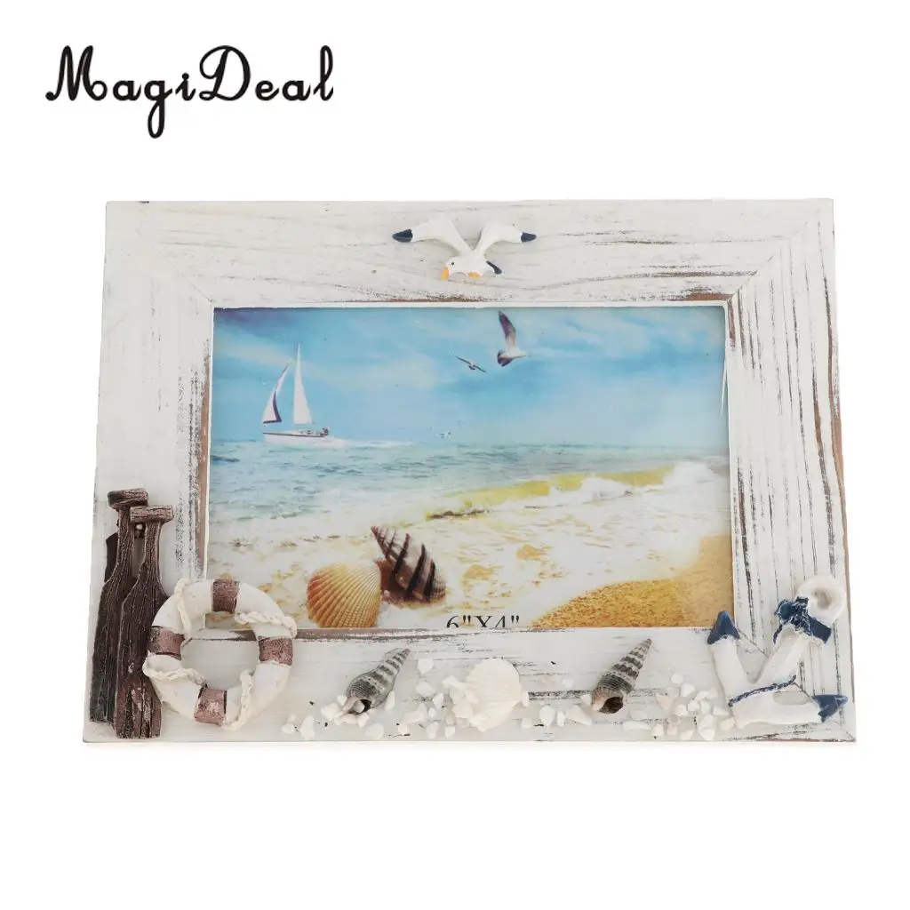 Chic Wooden Photo Picture Frame Family Wedding Photo Holder for Home Wedding Beach Hut Cottage Decoration