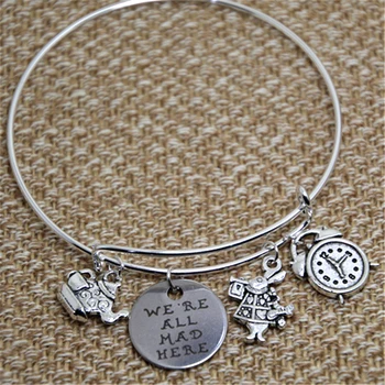 12pcs Alice in wonderland Bracelet with rabbit clock tea kettle and cup and we are all mad here charms
12pcs Alice in wonderland Bracelet with rabbit clock tea kettle and cup and we are all mad here charms