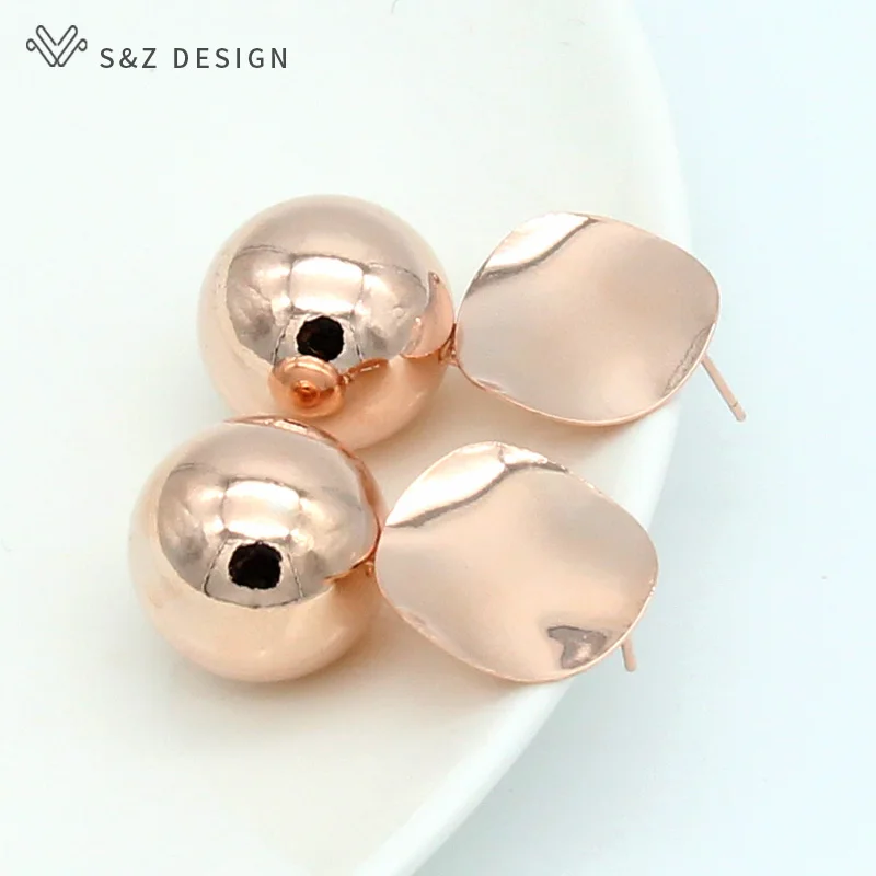 S&Z New Fashion Stud Earrings For Women 585 Rose Gold Round Ball Geometric Earrings For Party Wedding Gift Ear Jewelry
S&Z New Fashion Stud Earrings For Women 585 Rose Gold Round Ball Geometric Earrings For Party Wedding Gift Ear Jewelry
