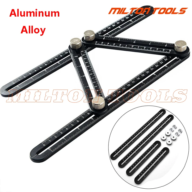 Upgraded Black Aluminium Multi Angle Measuring Ruler Aluminum Folding rule Template Tool With Metal Screws Four-Sided Ruler
Upgraded Black Aluminium Multi Angle Measuring Ruler Aluminum Folding rule Template Tool With Metal Screws Four-Sided Ruler