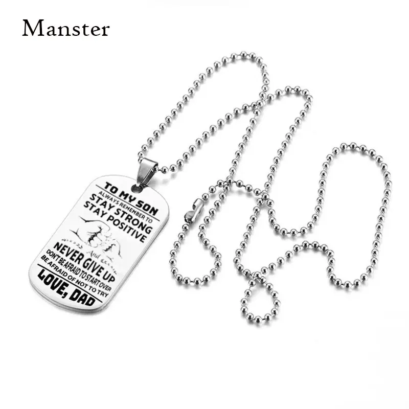

Inspirational Gift To My Son Daughter Dog Tags Pendant Necklace Family Jewelry Keyring Necklace Keychain Military Army Cards