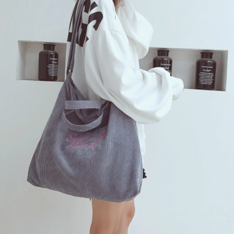 Women Corduroy Canvas Shoulder Bag Female Cotton Cloth Handbag Totes Foldable Reusable Environmental Shopping Bags For Girls
Women Corduroy Canvas Shoulder Bag Female Cotton Cloth Handbag Totes Foldable Reusable Environmental Shopping Bags For Girls