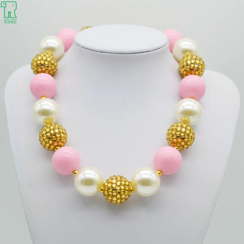 High Quality Kids Pearl Bubblegum Necklace Cutely Chunky Jewelry Necklace Girls Style Pink Gold Colour Beads Necklace
High Quality Kids Pearl Bubblegum Necklace Cutely Chunky Jewelry Necklace Girls Style Pink Gold Colour Beads Necklace