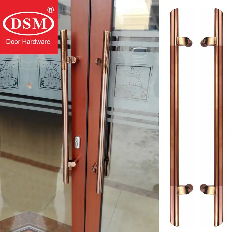 Rose Gold Colorance Door Handle 304 Stainless Steel Electroplated Pull Handles For Wooden Frame Glass Doors Pa 145 32 800mm