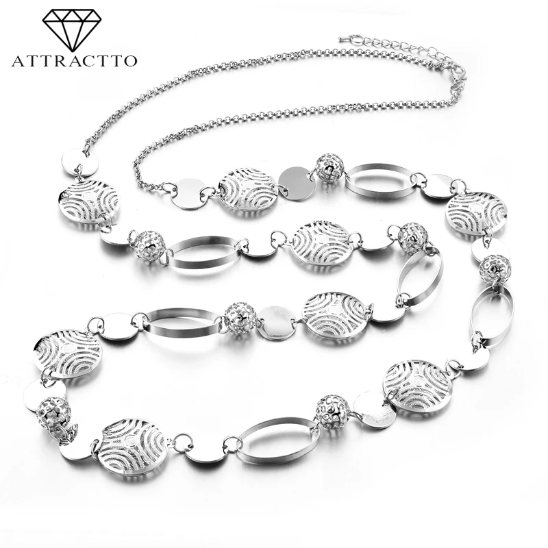 ATTRACTTO Silver Statement Stainless Steel Necklace Pendants Charms For Women Dainty Chain Bohemian Jewelry Necklace SNE180013
ATTRACTTO Silver Statement Stainless Steel Necklace Pendants Charms For Women Dainty Chain Bohemian Jewelry Necklace SNE180013
