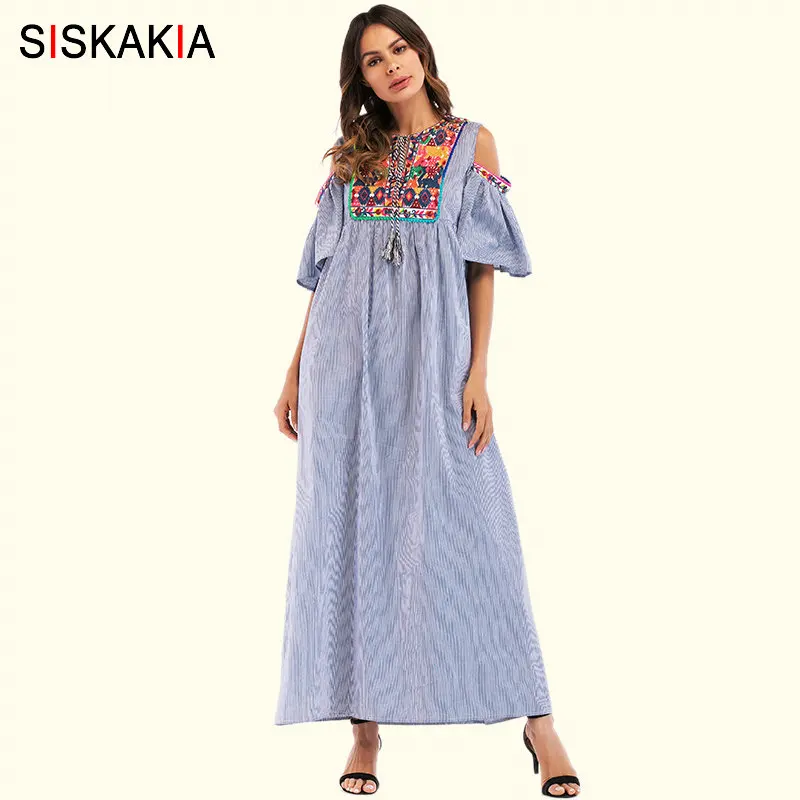 Siskakia Summer 2019 Women Long Dress Ethnic Patch Tassel Drawstring Cold Shoulder O Neck Short Sleeve Maxi Dresses Stripe New
Siskakia Summer 2019 Women Long Dress Ethnic Patch Tassel Drawstring Cold Shoulder O Neck Short Sleeve Maxi Dresses Stripe New