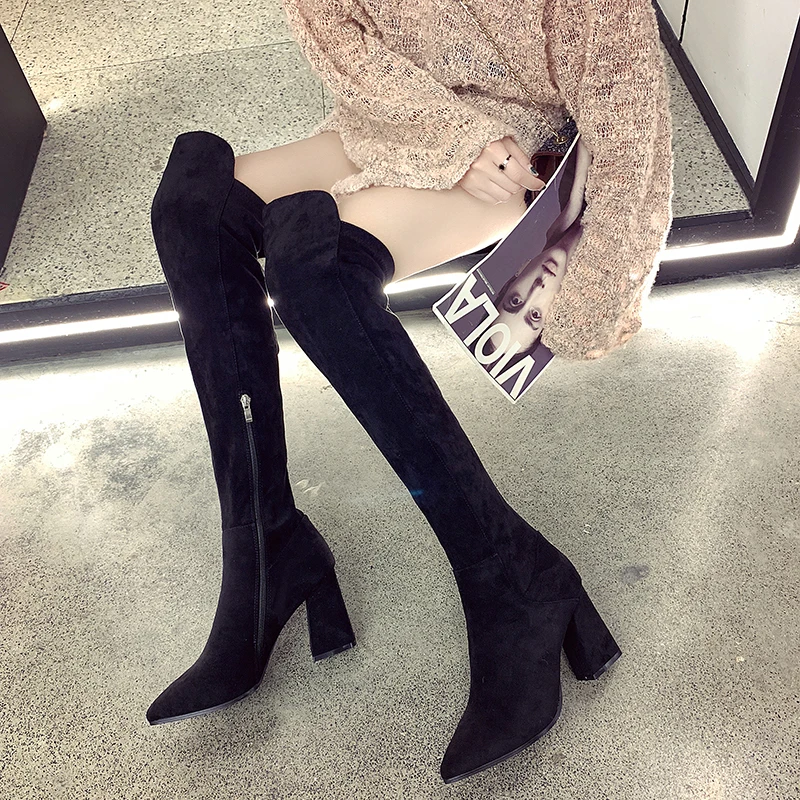 Woman Long Boots Pointed Top Knee High Boots Square Heels Metal Heel High Heeled Pointy Sexy Keep Warm In Winter Thin Wool Boots
Woman Long Boots Pointed Top Knee High Boots Square Heels Metal Heel High Heeled Pointy Sexy Keep Warm In Winter Thin Wool Boots