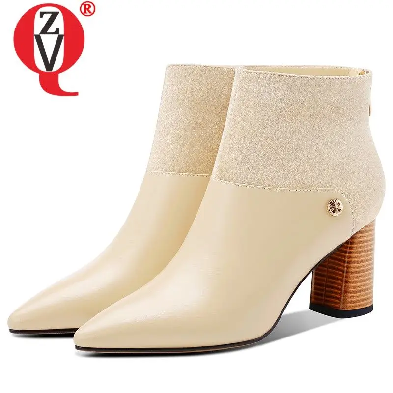 ZVQ leather wedding women's shoes fashion brand office booties 2019 winter autumn beige black pointed toe 7.5cm heel ankle boots
ZVQ leather wedding women's shoes fashion brand office booties 2019 winter autumn beige black pointed toe 7.5cm heel ankle boots
