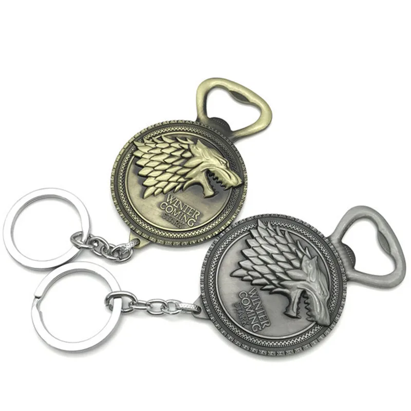 Game of Thrones Bottle opener Son of Ice and Fire Wolf head Badge Keychain Key Chains House Stark of Winterfell Pendant keyring
Game of Thrones Bottle opener Son of Ice and Fire Wolf head Badge Keychain Key Chains House Stark of Winterfell Pendant keyring