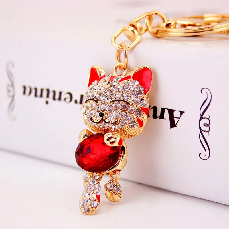 RE Smiling Cat Crystal Trinket Keychain Key Ring Fashion Rhinestone Car Keychains Woman Bags Charm key holder for the bag J1835
RE Smiling Cat Crystal Trinket Keychain Key Ring Fashion Rhinestone Car Keychains Woman Bags Charm key holder for the bag J1835