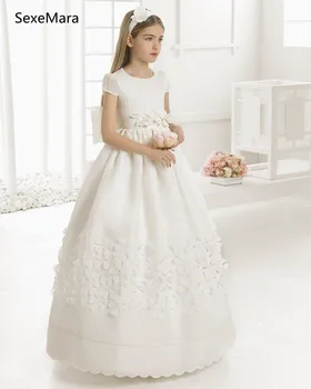 New White/Ivory Girls First Communion Dress O Neck Ball Gown Puffy Satin Flowers Kids Pageant Gown Flower Girl Dress Size 2-16Y
New White/Ivory Girls First Communion Dress O Neck Ball Gown Puffy Satin Flowers Kids Pageant Gown Flower Girl Dress Size 2-16Y