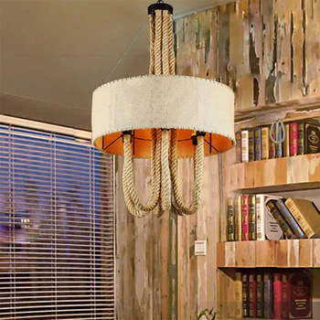 Nordic minimalist hemp rope pendant light, round linen cloth lampshade country style loft suspension lamp E27*6
Nordic minimalist hemp rope pendant light, round linen cloth lampshade country style loft suspension lamp E27*6