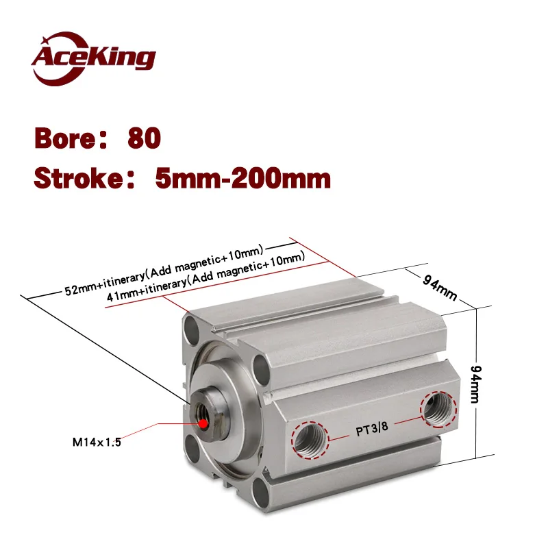 Type AirTAC pneumatic components SDA SDA80x5x10x15x20x25x30x35x40x45x50 - SB thin cylinder piston push rod of the magnetic
Type AirTAC pneumatic components SDA SDA80x5x10x15x20x25x30x35x40x45x50 - SB thin cylinder piston push rod of the magnetic