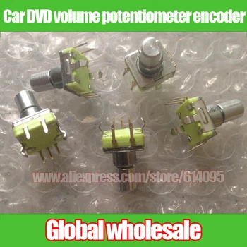 

5pcs Car DVD navigation volume potentiometer encoder / EC11 Potentiometer with switch step 30 points green 12.5F 12.5MM * 12MM