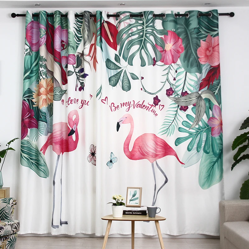 Customized 2pcs Living Room Curtains Simple Style Flamingo Pattern Semi-shading Window Curtains for Bedroom White Tulle Curtain
Customized 2pcs Living Room Curtains Simple Style Flamingo Pattern Semi-shading Window Curtains for Bedroom White Tulle Curtain
