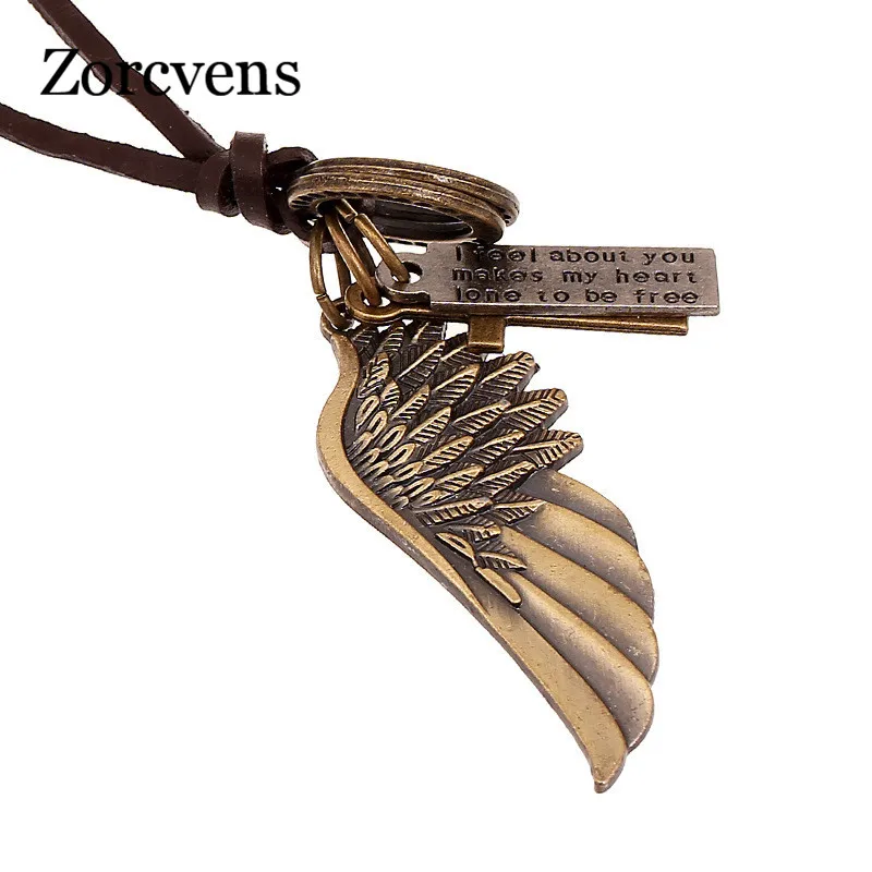 ZORCVENS European And American Popular Vintage Angel Wing Mens Leather Necklace Women Charms Necklaces & Pendants
ZORCVENS European And American Popular Vintage Angel Wing Mens Leather Necklace Women Charms Necklaces & Pendants