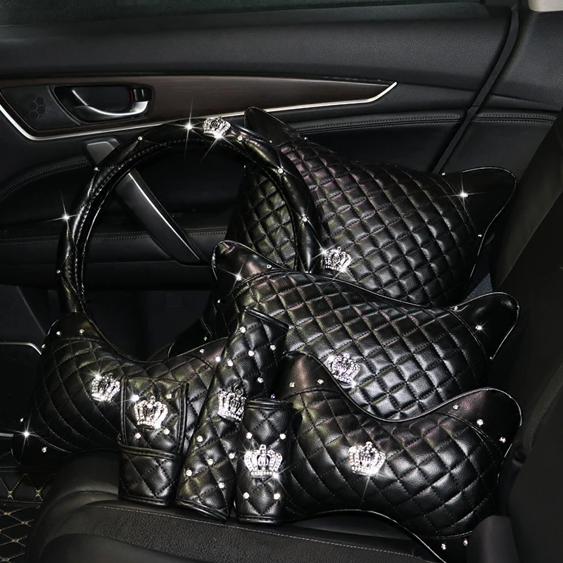 Universal PU Leather Car Steering Wheel Cover bling Rhinestone Crystal steering wheel covers Set with Crystal Crown accessories
Universal PU Leather Car Steering Wheel Cover bling Rhinestone Crystal steering wheel covers Set with Crystal Crown accessories