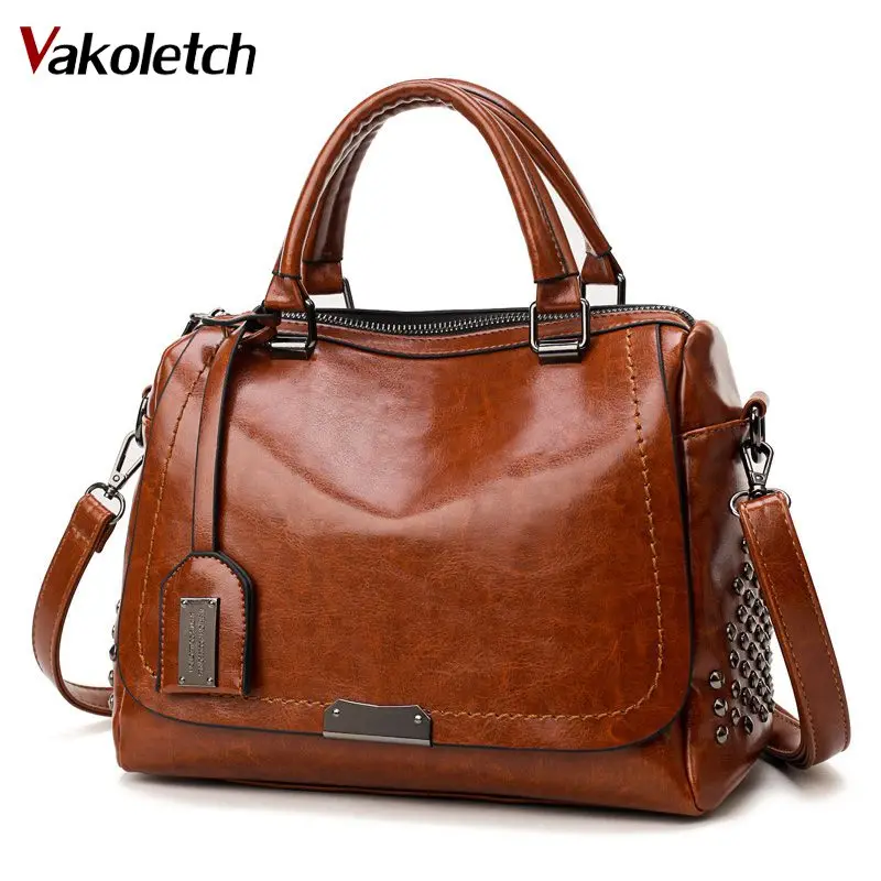 

New Fashion Handbags PU Leather Women Rivet Bags Casual Tote Ladies Bag Crossbody Bags For Women Luxury Brand Bolsa KL204