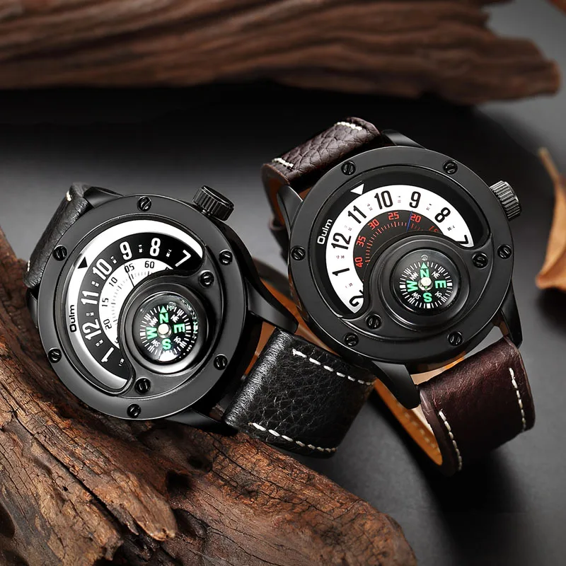 Фото Новые спортивные часы Oulm мужские декоративные кварцевые с компасом и уникальным