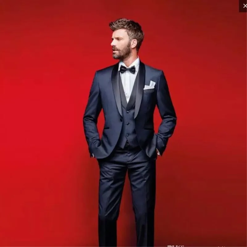 New Fashion Navy Blue Men Suits For Wedding 3Pieces(Jacket+Pant+Vest+Tie) Latest Design Terno Masculino Groom Blazer
New Fashion Navy Blue Men Suits For Wedding 3Pieces(Jacket+Pant+Vest+Tie) Latest Design Terno Masculino Groom Blazer