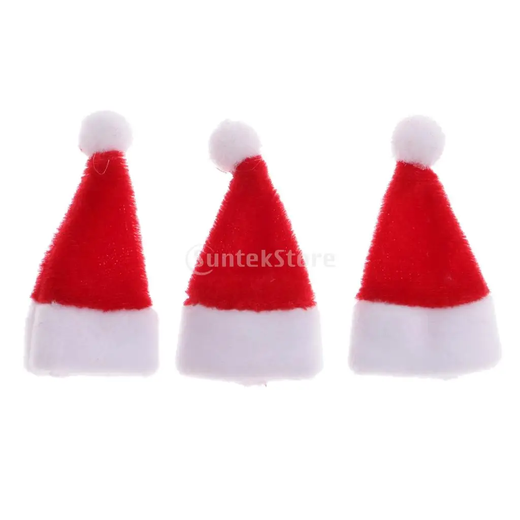 3pcs 1/12 Scale Santa Claus Hat Dollhouse Miniature Christmas Life Scenes Decoration Accessories