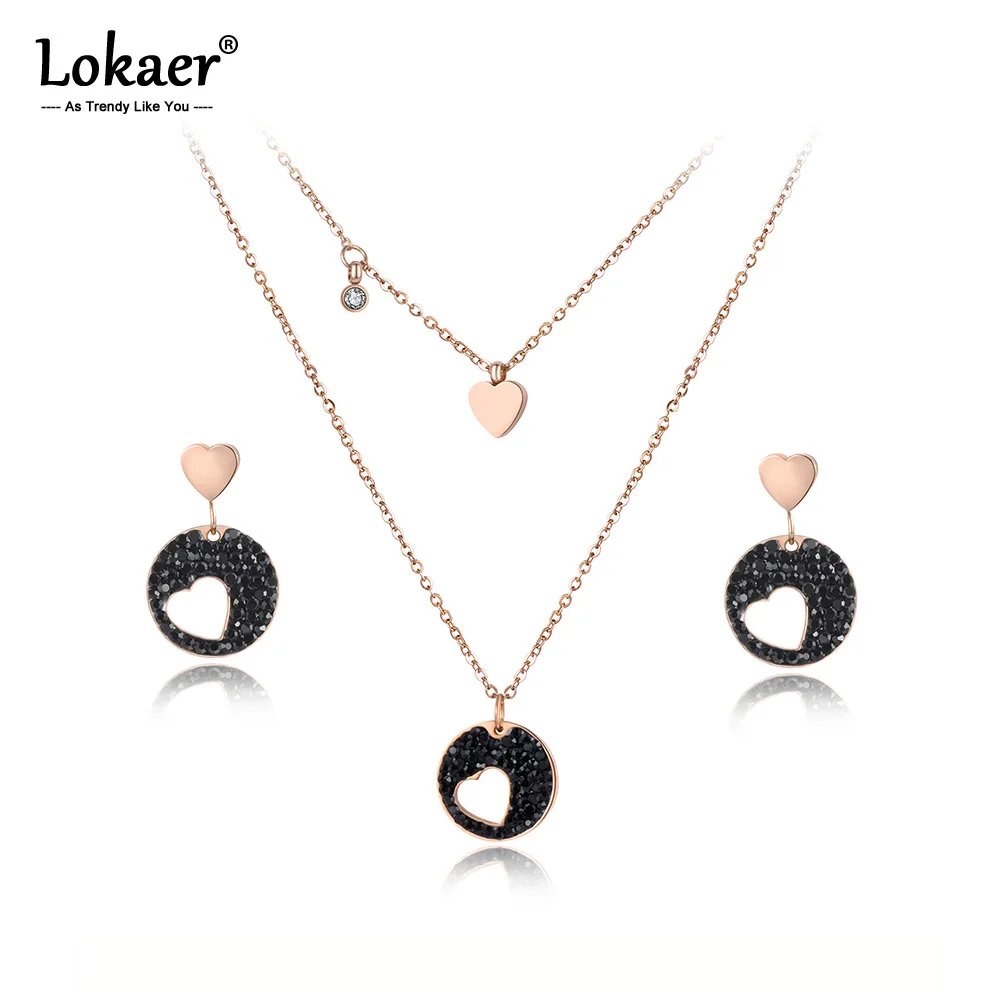 Lokaer Classic CZ Crystal Heart Choker Necklaces & Earrings Jewelry Sets Pave Setting Rhinestone Stainless Steel Female SE011
Lokaer Classic CZ Crystal Heart Choker Necklaces & Earrings Jewelry Sets Pave Setting Rhinestone Stainless Steel Female SE011
