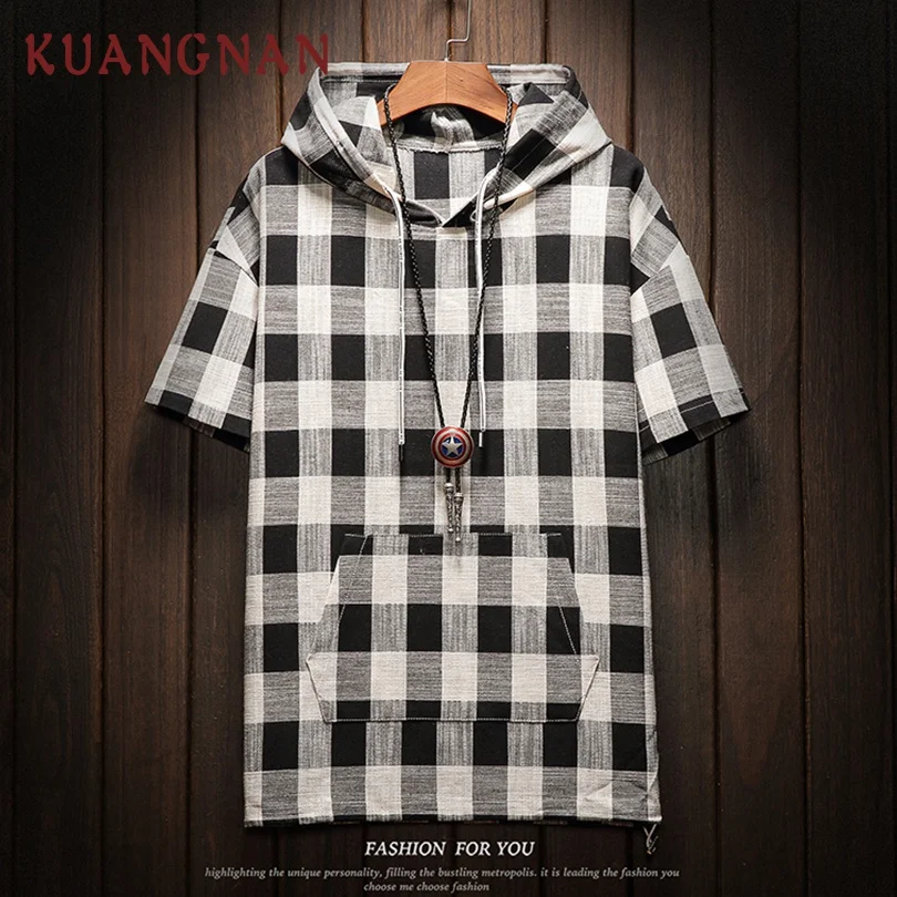 KUANGNAN Summer Hoodie Plaid Shirt Men Streetwear Short Sleeve Black Shirt Men Pullover Men Shirts 5XL Clothing 2019 New
KUANGNAN Summer Hoodie Plaid Shirt Men Streetwear Short Sleeve Black Shirt Men Pullover Men Shirts 5XL Clothing 2019 New