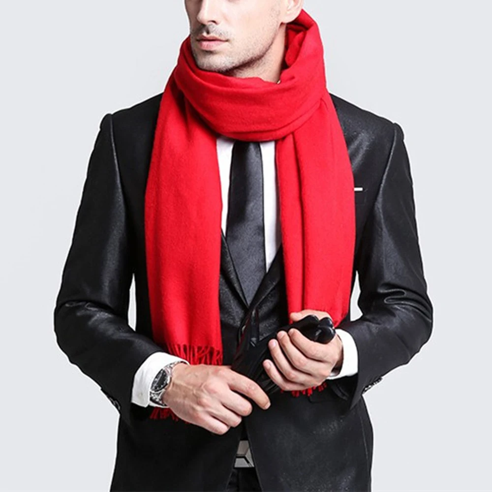 Men Winter Pashmina Scarf Women Elegant Pure Color Virgin Wool Cashmere Shawl Unisex Scarves Wrap 2018 Droshipping | Аксессуары для