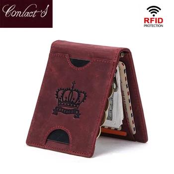 Contact's Brand Designer Crazy Horse Cowhide Leather Women Purse Billfold Wallet Man Slim Money Clip Female Clamp for Money Case
Contact's Brand Designer Crazy Horse Cowhide Leather Women Purse Billfold Wallet Man Slim Money Clip Female Clamp for Money Case
