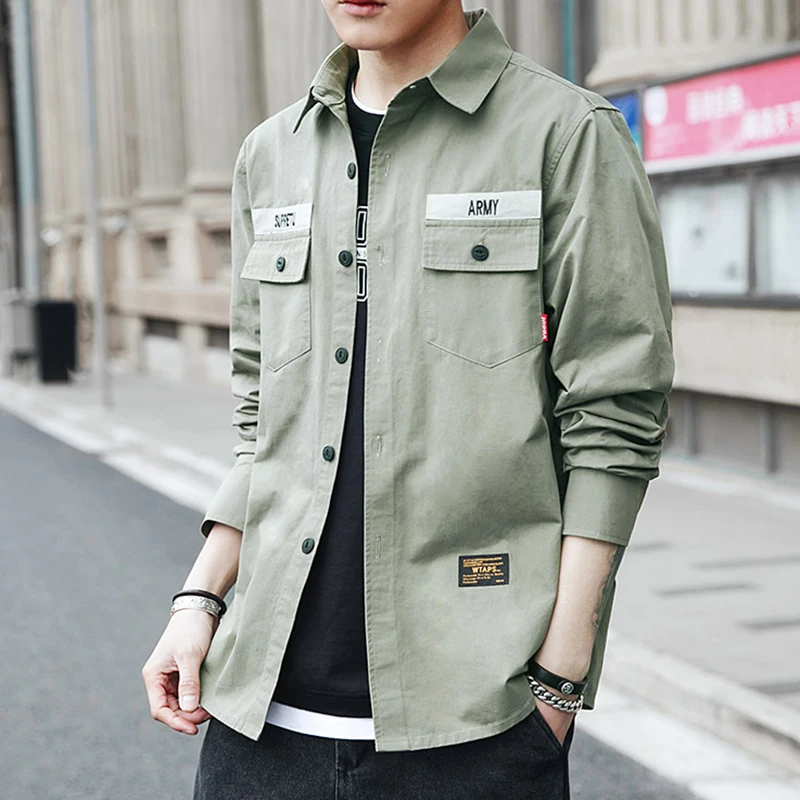 2019 100% Cotton Spring New Pattern streetwear Work Clothes Thin Long Sleeve Shirt Male Leisure Time Joker Loose Coat Gray Black
2019 100% Cotton Spring New Pattern streetwear Work Clothes Thin Long Sleeve Shirt Male Leisure Time Joker Loose Coat Gray Black