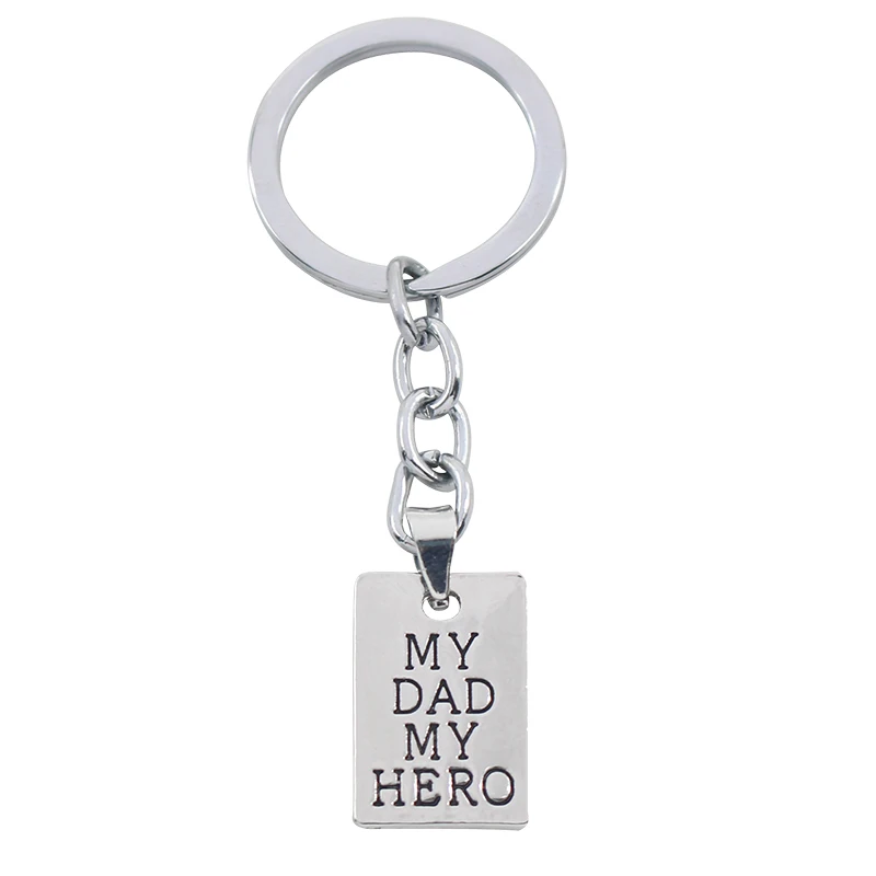 

MY DAD MY HERO Keychain Tiny Square Keyring Key Chain Holder Family Dad Father Love Jewelry For Christmas Father's Day Gifts