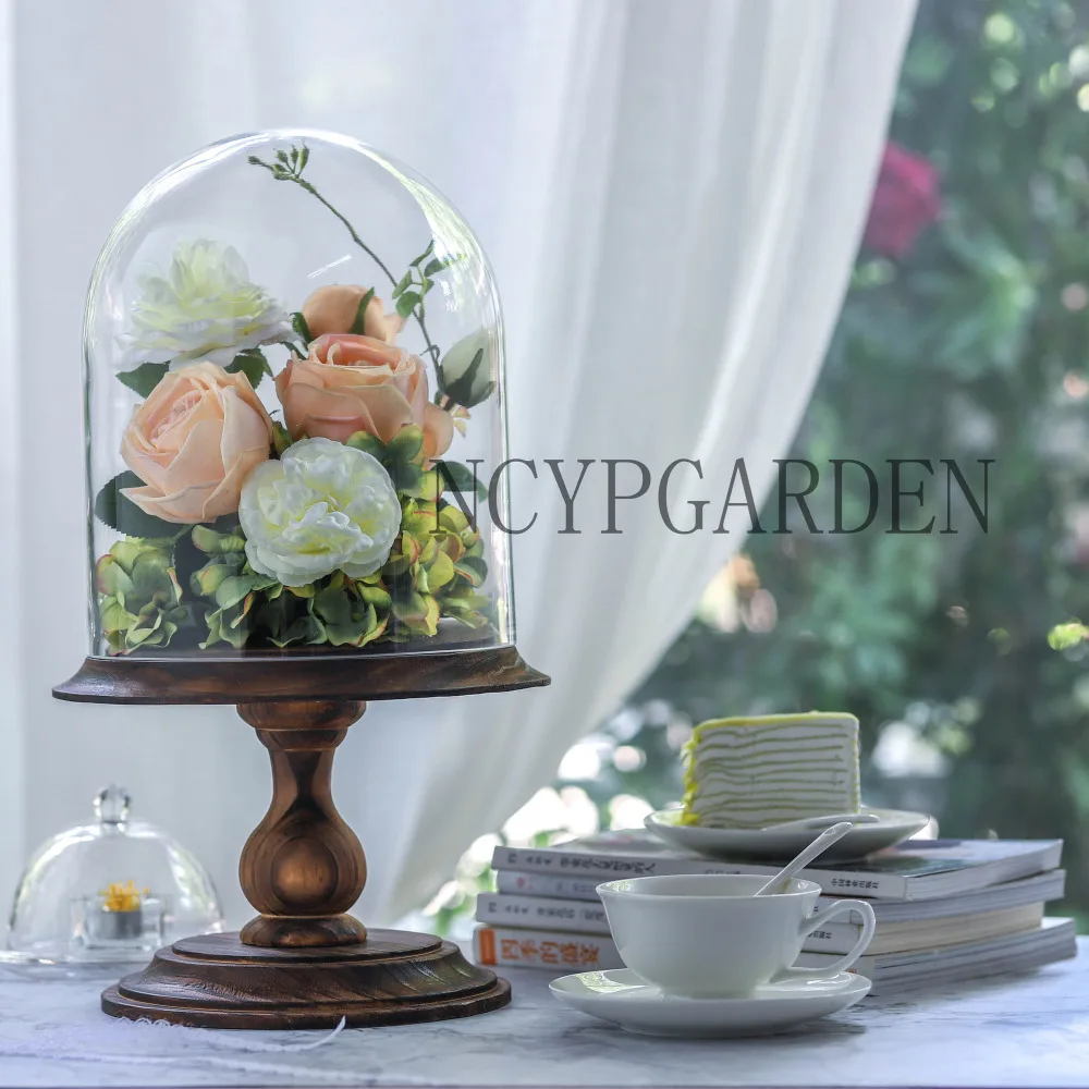 

Glass Dome Large Pedestal Clear Cloche Bell Jar Display Stand for Rose Wedding Home Decoration Gift Defective Cloche Only
