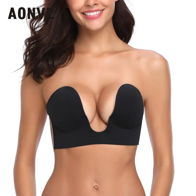 

Aonve Sexy Invisible Bra Adhesive brassiere Strapless Bra Push Up Bralette Sexy Silicone Bras for Women Wedding Party Club Dress