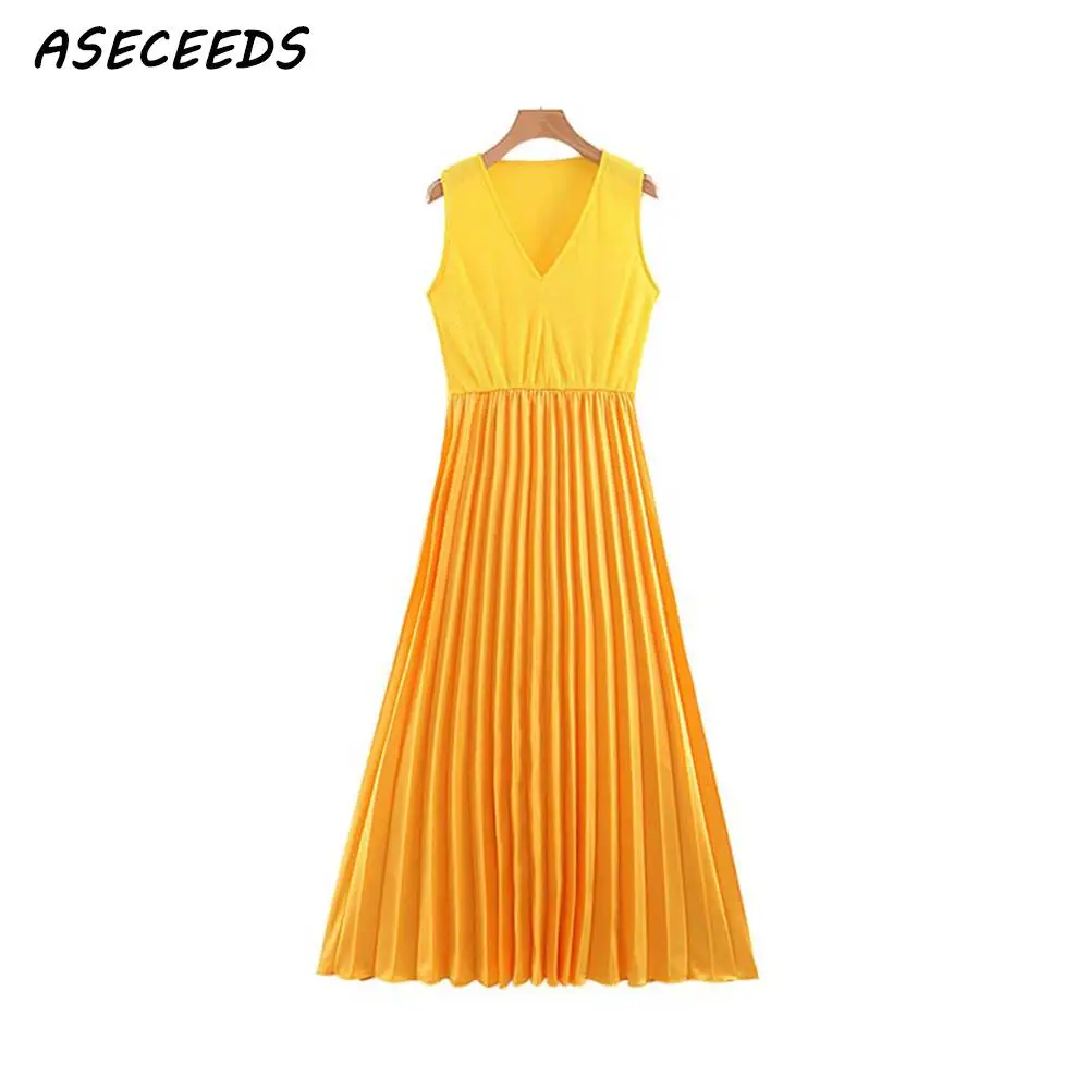 2019 Female casual patchwork beach party elegant yellow dress women pleated V neck korean clothes elegant summer dress vestidos
2019 Female casual patchwork beach party elegant yellow dress women pleated V neck korean clothes elegant summer dress vestidos