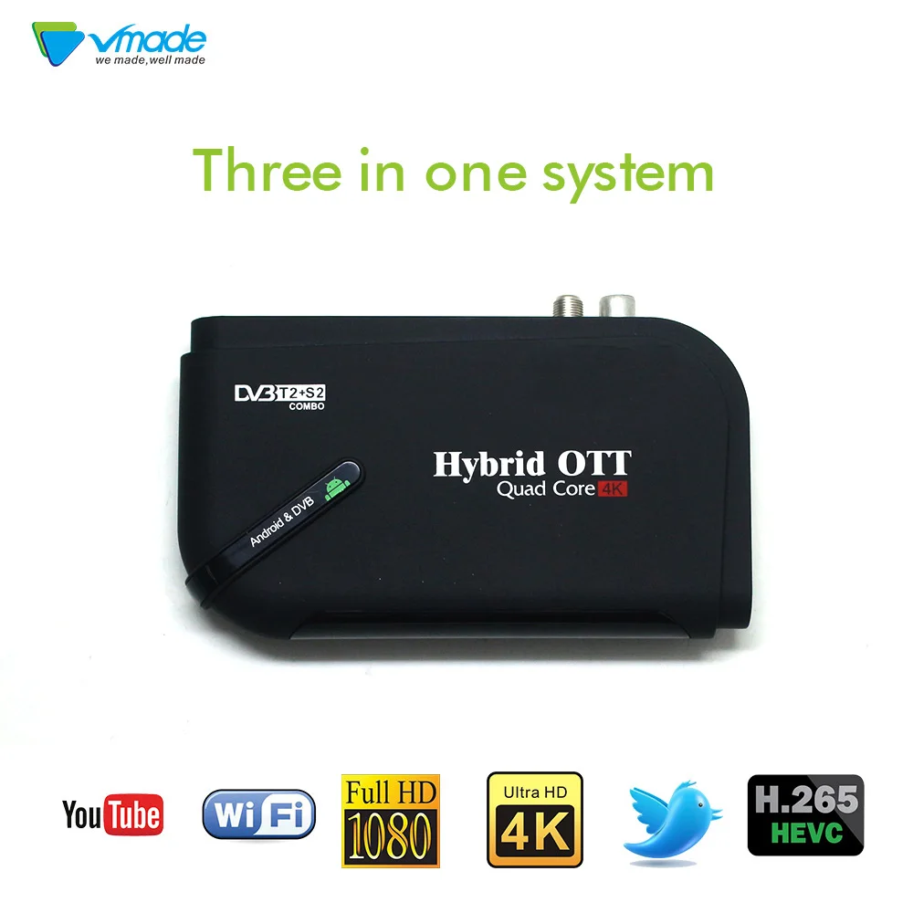 Vmade Newest Android & DVB-T2+S2 Combo TV Receiver Amlogic S905D 1GB 8GB H.265 MPEG-1/2/4 Android DVB T2 S2 Smart Media Player
Vmade Newest Android & DVB-T2+S2 Combo TV Receiver Amlogic S905D 1GB 8GB H.265 MPEG-1/2/4 Android DVB T2 S2 Smart Media Player