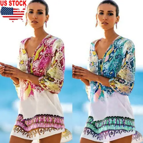 2019 Hot Women Long Sleeves V-Neck Snake Print Sundresses Baggy Beach Holiday Mini Summer Dresses
2019 Hot Women Long Sleeves V-Neck Snake Print Sundresses Baggy Beach Holiday Mini Summer Dresses