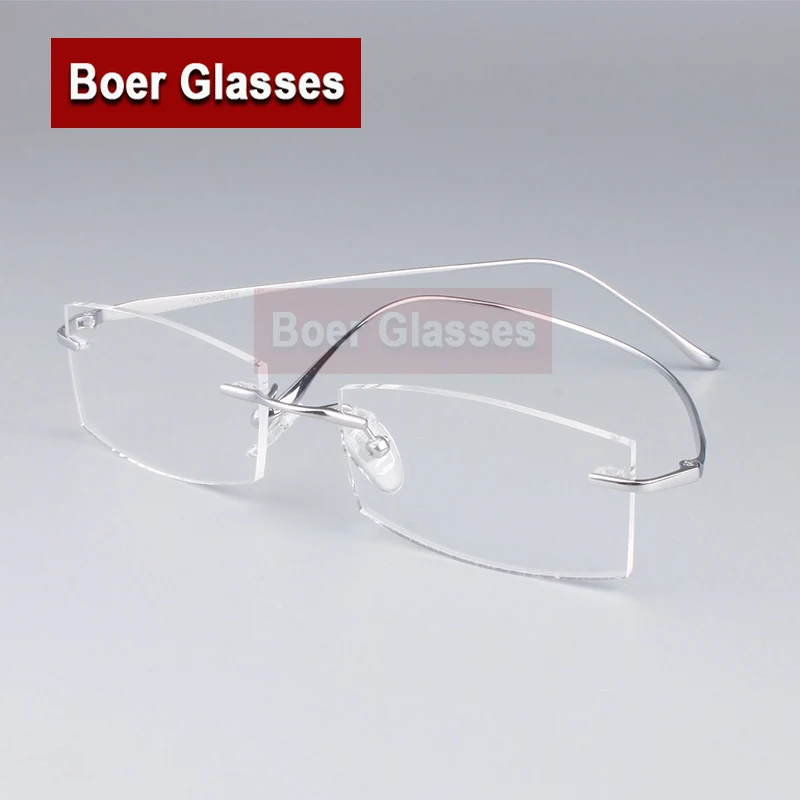 

Brand Pure Titanium Eyeglasses Rimless Optical Frame Prescription Men Spectacle Reading Myopia Eye Glasses 9069(52-17-137)