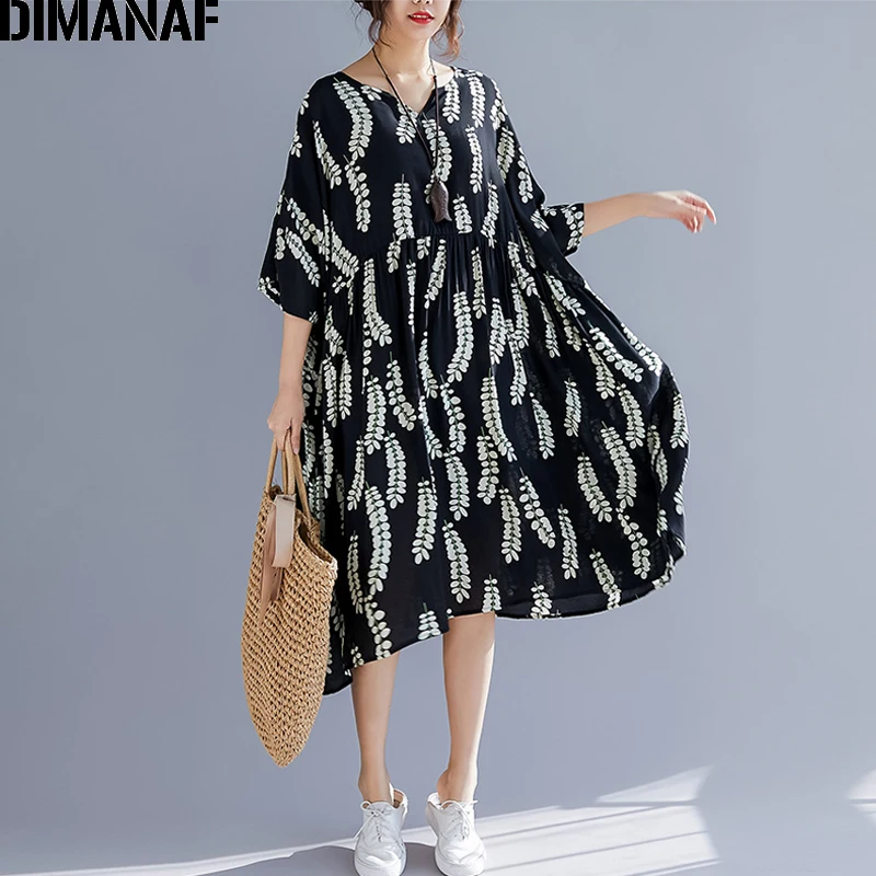 DIMANAF Plus Size Women Dress Summer Sundress Vintage Linen Big Size 5XL 6XL Female Lady Vestidos Loose Casual Black Print Dress
DIMANAF Plus Size Women Dress Summer Sundress Vintage Linen Big Size 5XL 6XL Female Lady Vestidos Loose Casual Black Print Dress