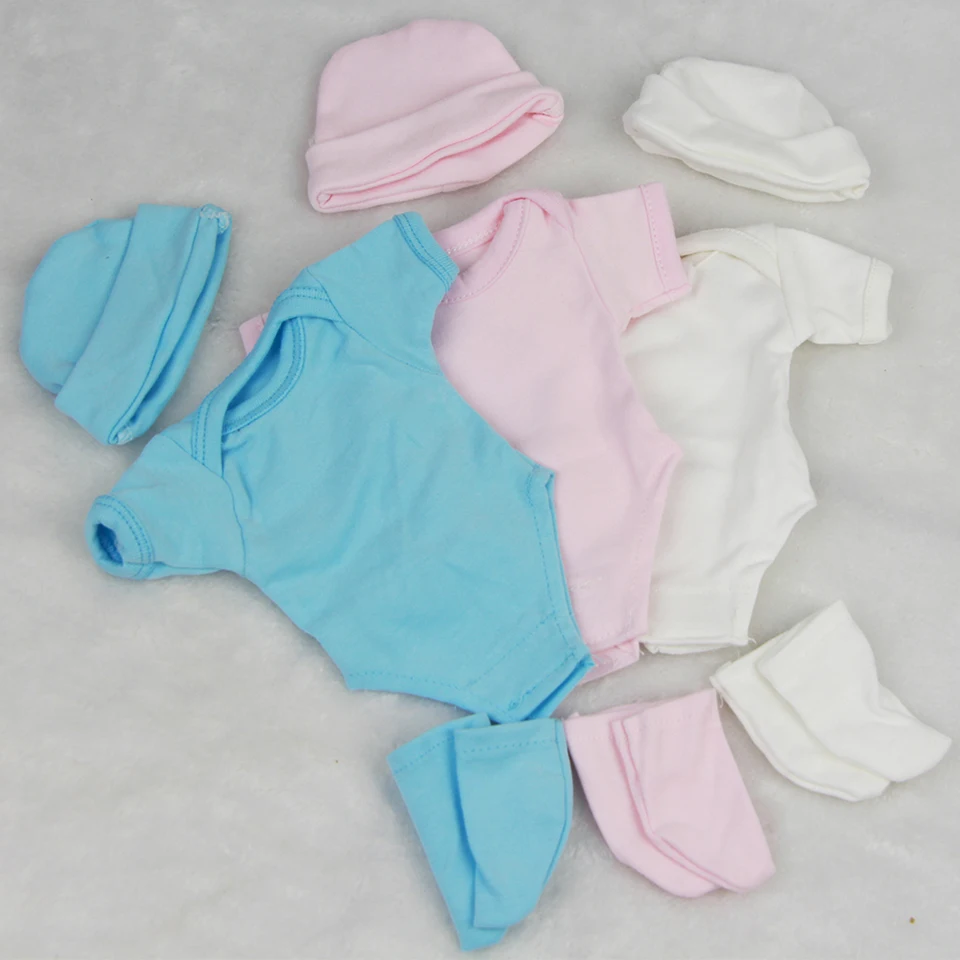 3 Colors Doll Clothes Sets Suit 11 inch Reborn Baby Dolls Wholesale Cloth Hat Rompers Socks Girl or Boy Doll Parts
3 Colors Doll Clothes Sets Suit 11 inch Reborn Baby Dolls Wholesale Cloth Hat Rompers Socks Girl or Boy Doll Parts
