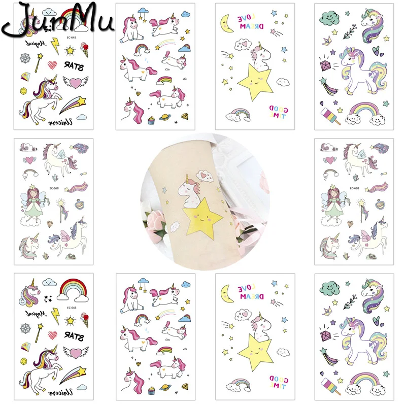 New 1Pc Unicorn Temporary Tattoo Sticker Cartoon Star moon Cloud Icecream Rainbow Horse Decals Women Girl Kid Body Hand Arm Art
New 1Pc Unicorn Temporary Tattoo Sticker Cartoon Star moon Cloud Icecream Rainbow Horse Decals Women Girl Kid Body Hand Arm Art