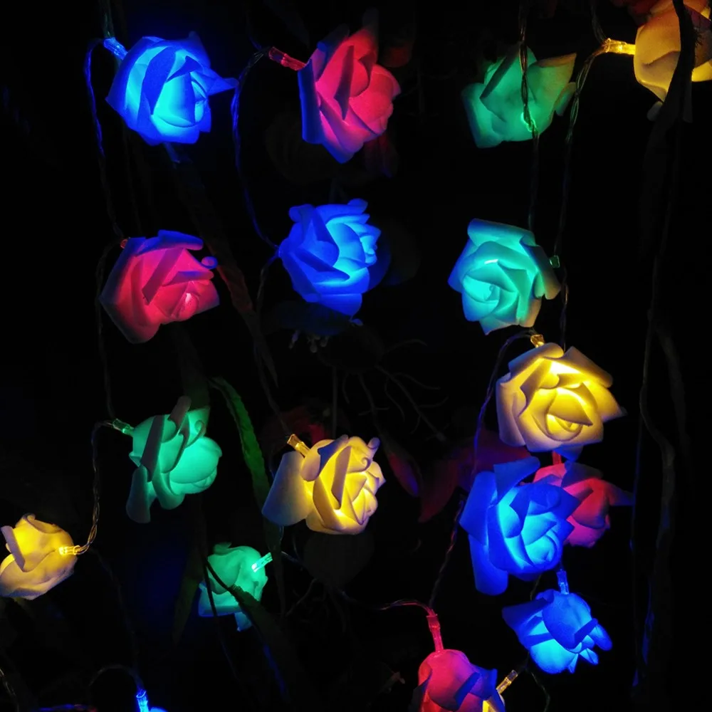 LED rose flower light;20pcs per string;with battery box(battery not included) (8)